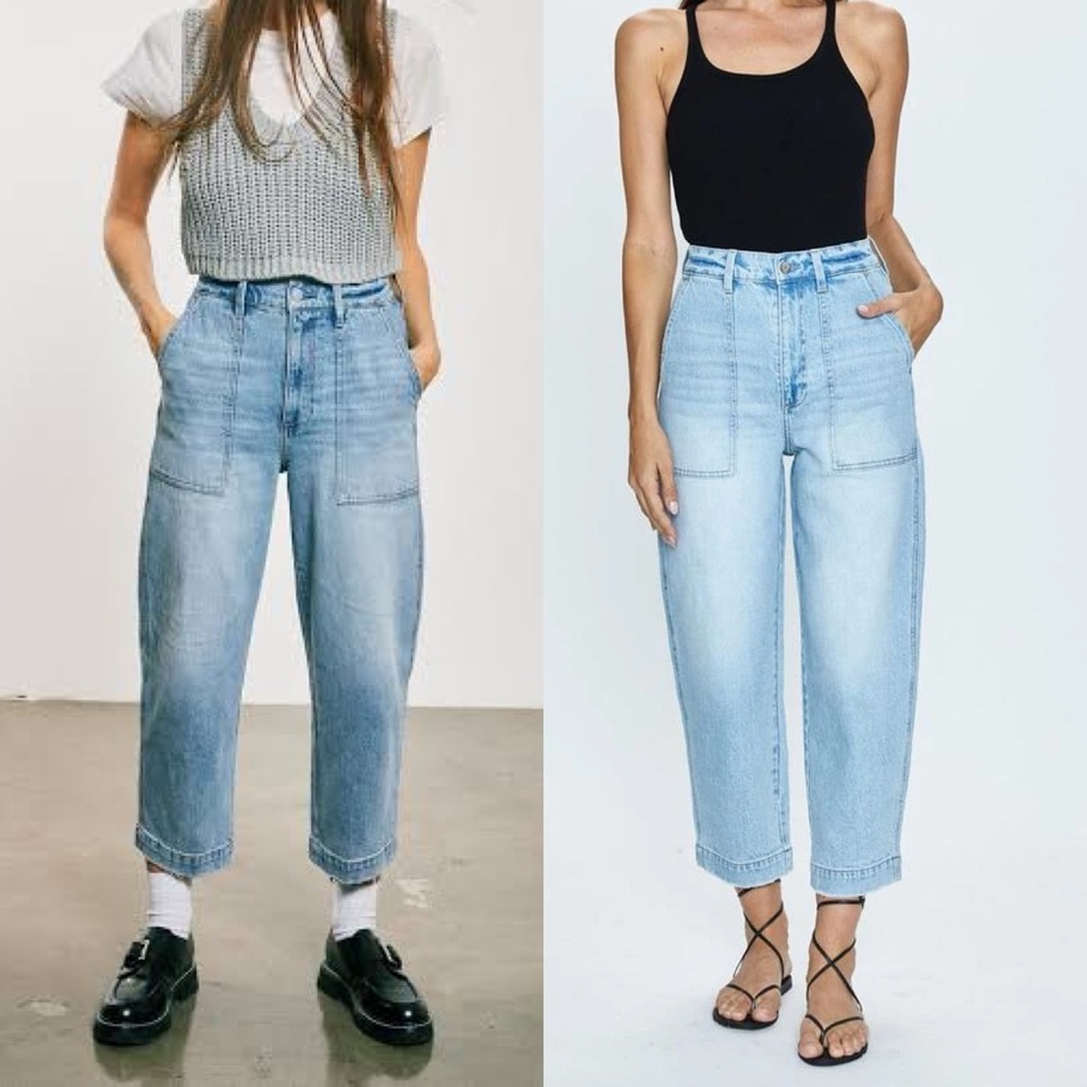 Evereve Pistola Turner Barrel Leg Straight High Jeans